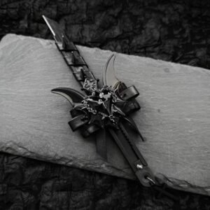 Moonlit Bat black Gothic craft cutter with layered bat-wing details