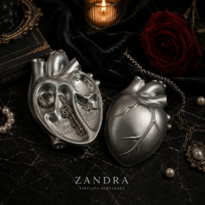 Silver-Finish Anatomical Heart Keepsake Box